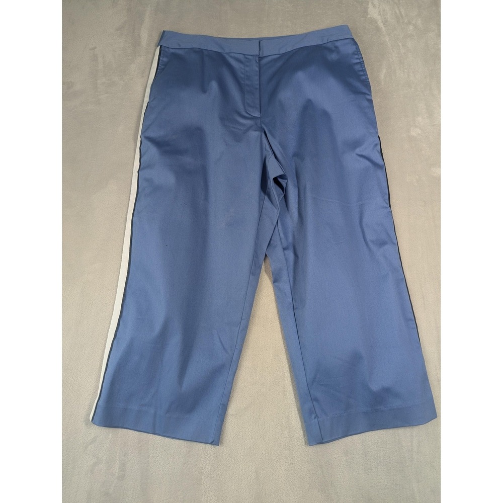 IZOD Golf Capri Pants Womens 14 Blueberry Stretch Side Stripe Pockets Cropped
